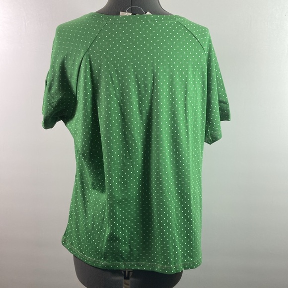 Baxter & Wells Top Women Size Large Green w White Polk Dots New with Tags - Picture 6 of 9